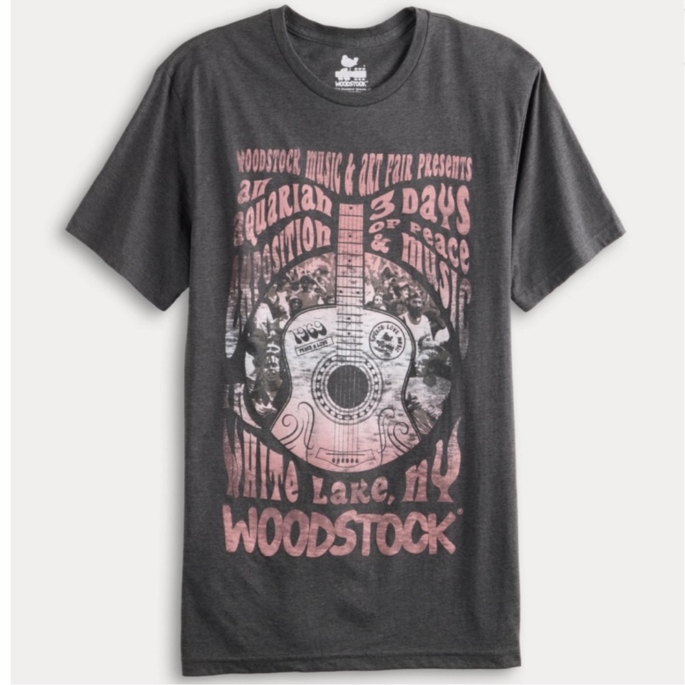 Hybrid Apparel Charcoal Woodstock Graphic Tee Shirt